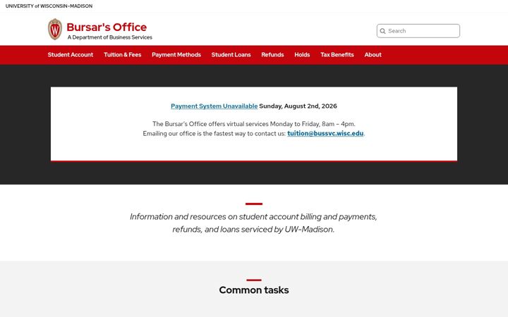 Screenshot of bursar.wisc.edu
