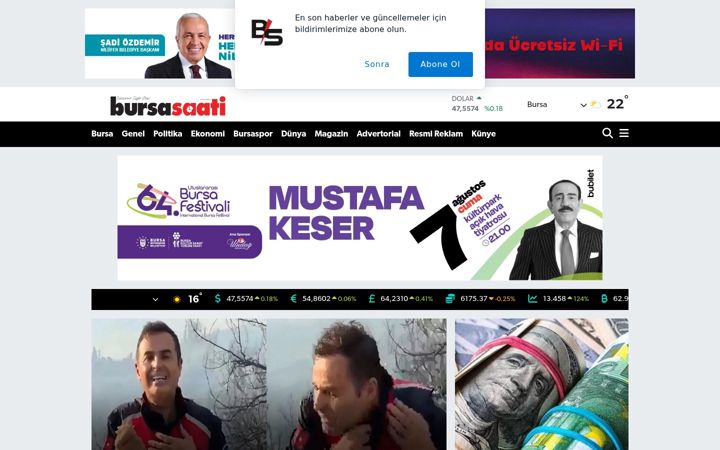 Capture d'écran de bursasaati.com.tr