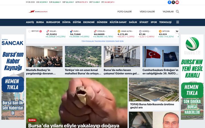 Capture d'écran de bursasondakika.com.tr