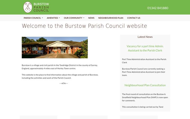 Screenshot of burstowparishcouncil.gov.uk