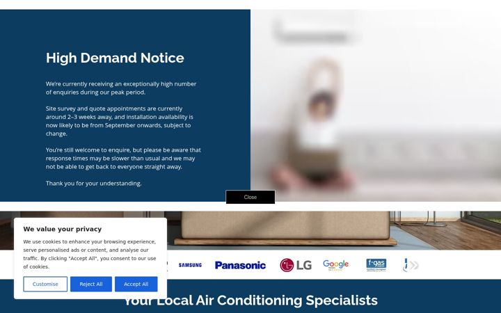 Screenshot of burtonairconditioningltd.co.uk