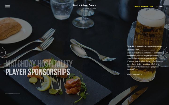 Screenshot of burtonalbionevents.com