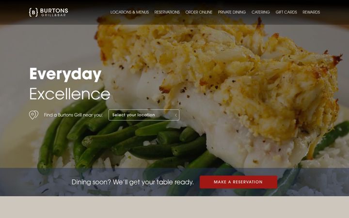 Screenshot of burtonsgrill.com