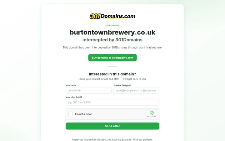 Screenshot of burtontownbrewery.co.uk