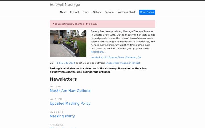 Screenshot of burtwellmassage.com