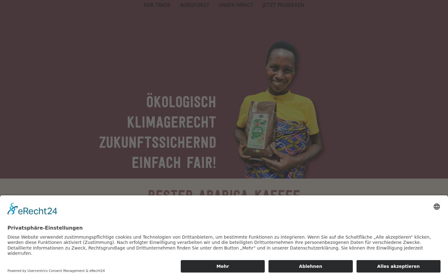 Screenshot of the consent banner shown before any interaction