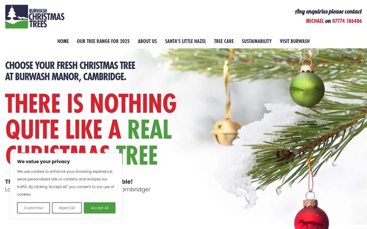 Screenshot of burwashchristmastrees.co.uk
