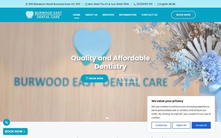 Skjámynd af burwoodeastdental.com.au