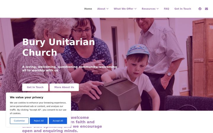 Screenshot of bury-unitarian-church.org.uk