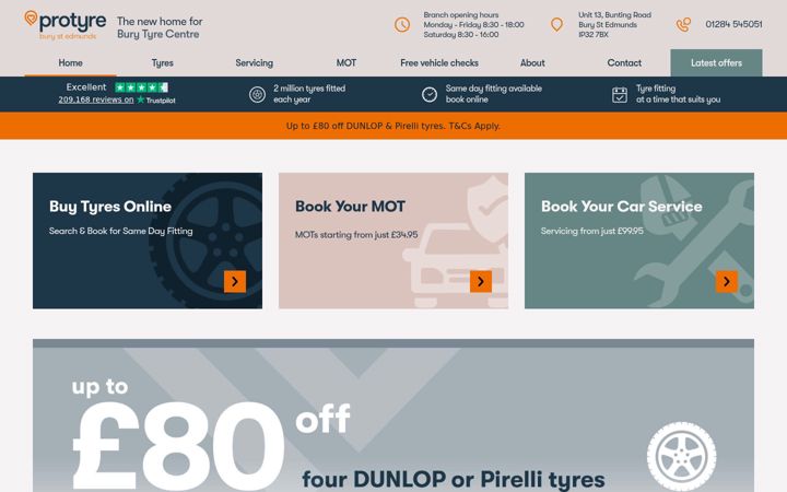Screenshot of burystedmundstyres.co.uk