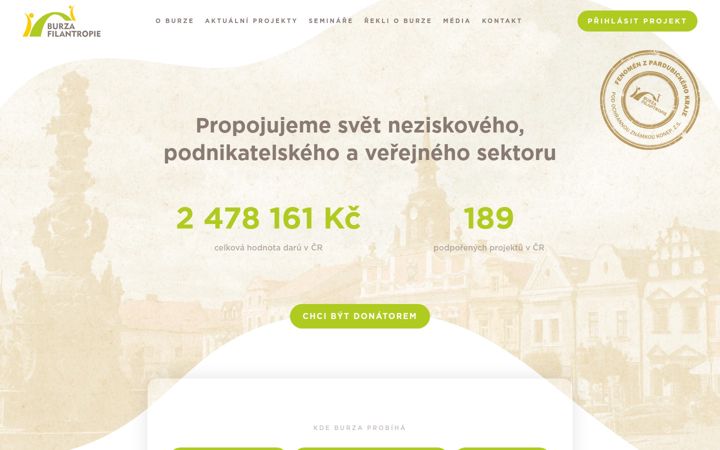 Screenshot stránky burzafilantropie.cz