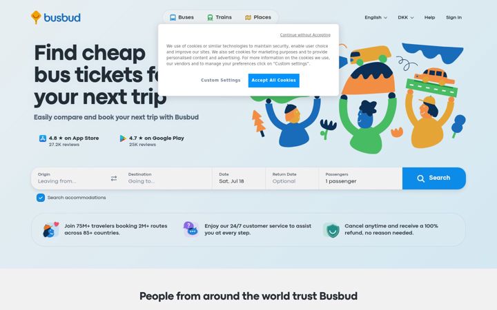 Snímek obrazovky busbud.com
