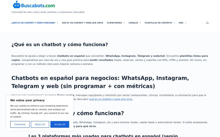Screenshot of buscabots.com