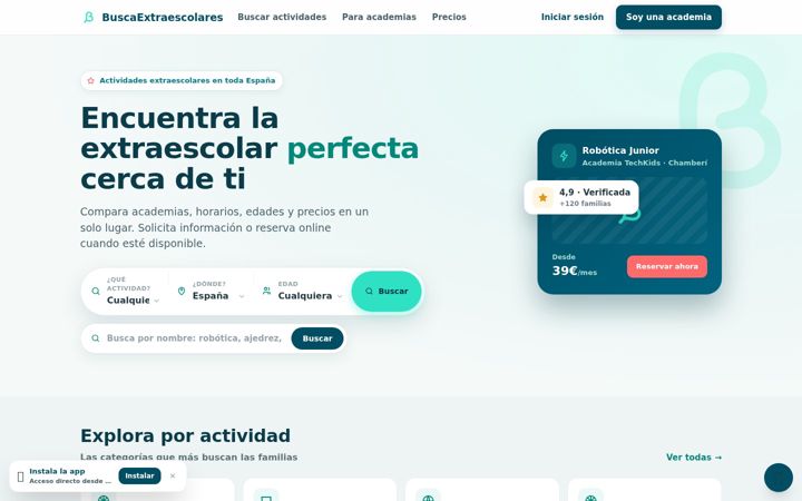 Screenshot of buscaextraescolares.com
