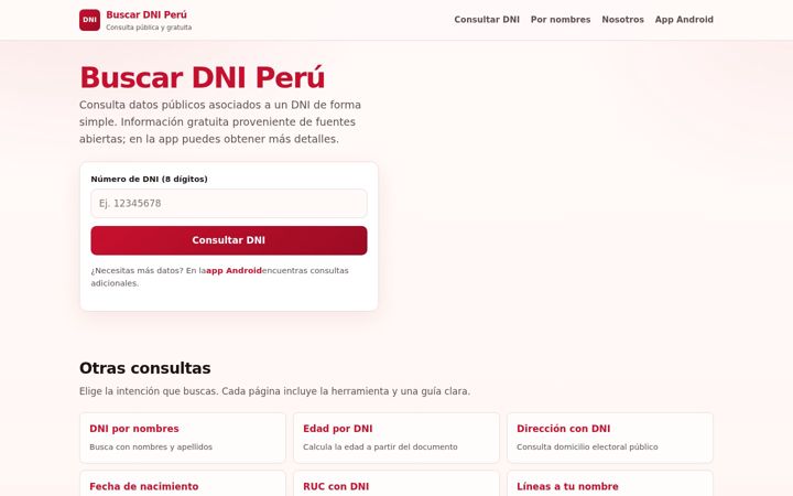 Ekrano kopija buscardniperu.com