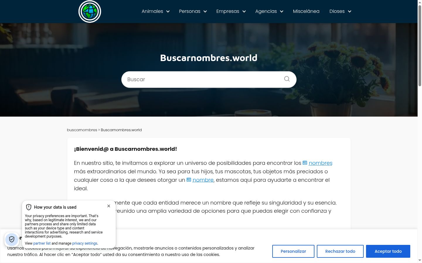 Screenshot of the consent banner shown before any interaction