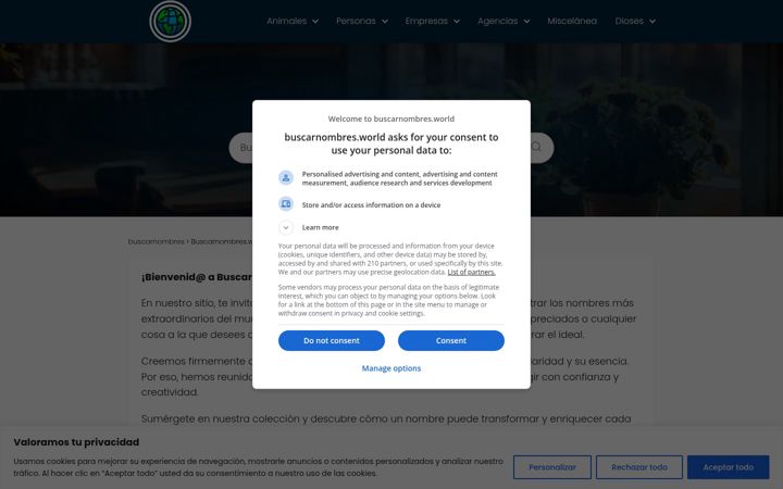 Screenshot of buscarnombres.world