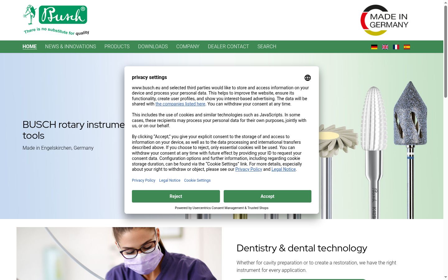 Screenshot del banner di consenso mostrato prima di qualsiasi interazione