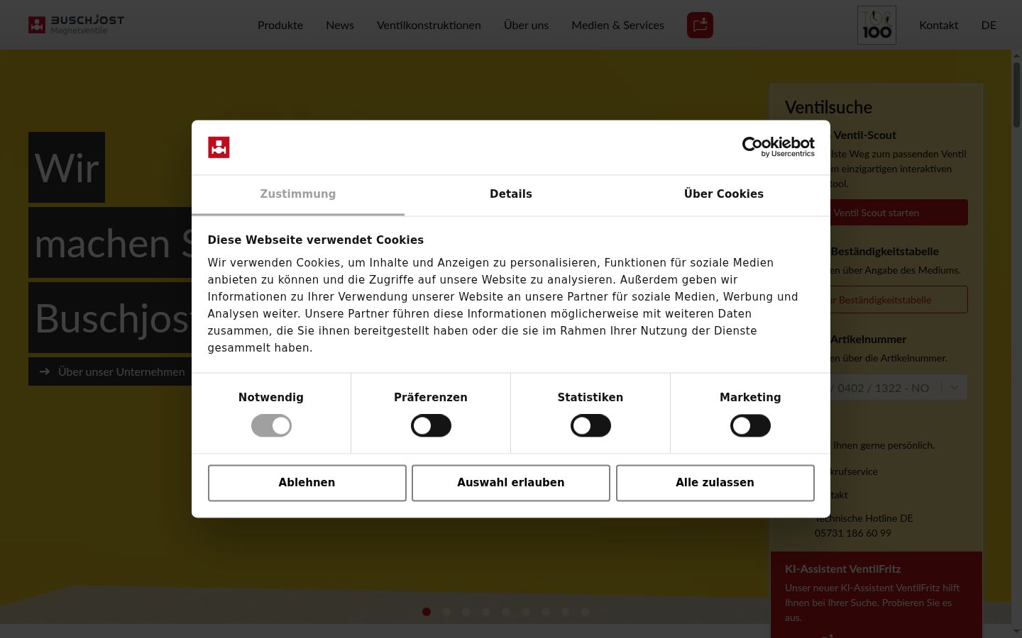 Screenshot del banner di consenso mostrato prima di qualsiasi interazione