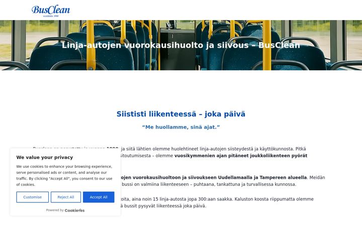 Screenshot of busclean.fi