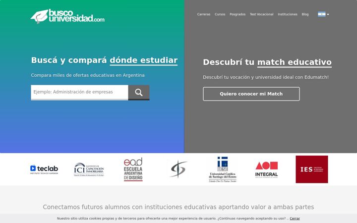 Snímek obrazovky buscouniversidad.com.ar