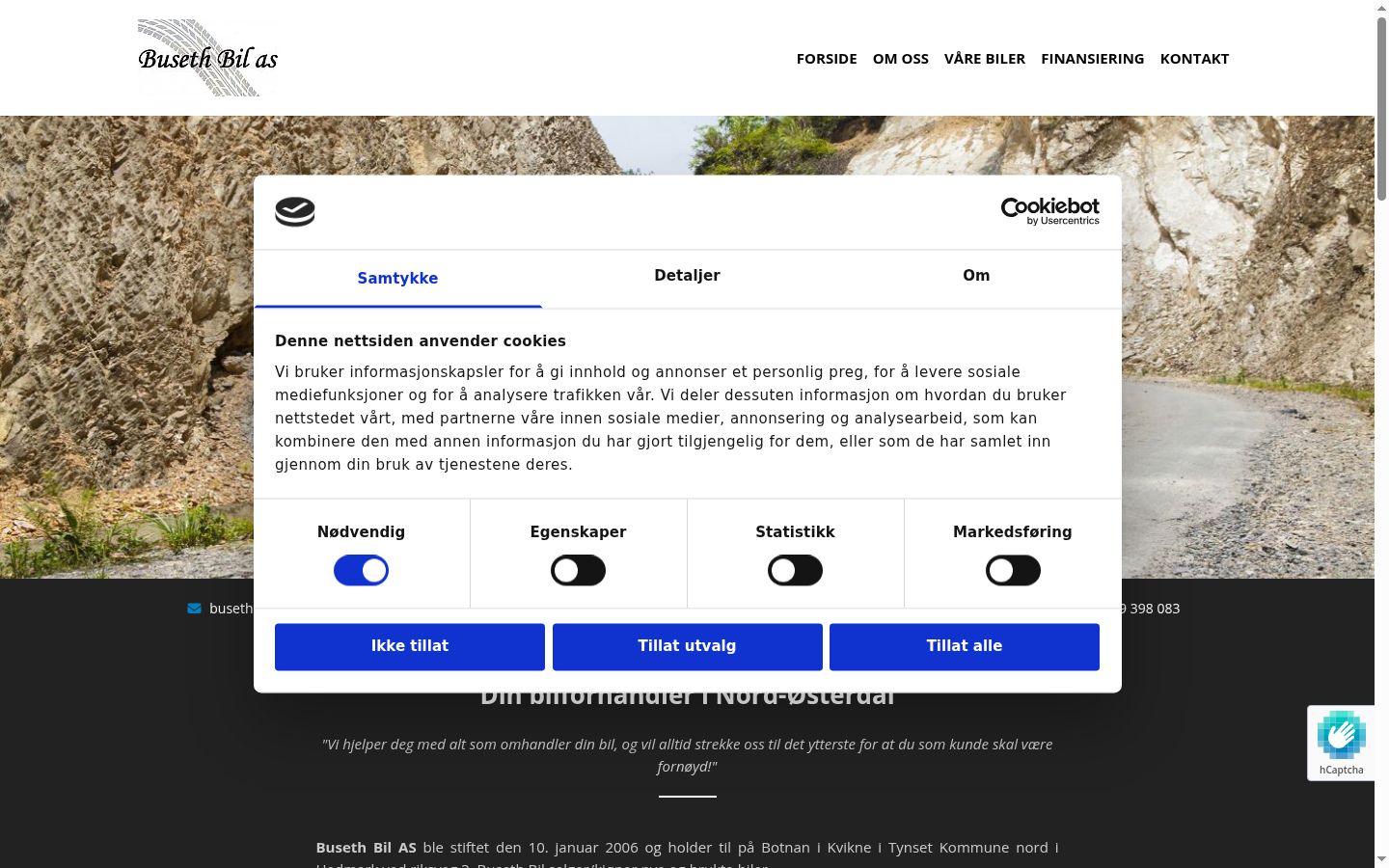 Screenshot del banner di consenso mostrato prima di qualsiasi interazione
