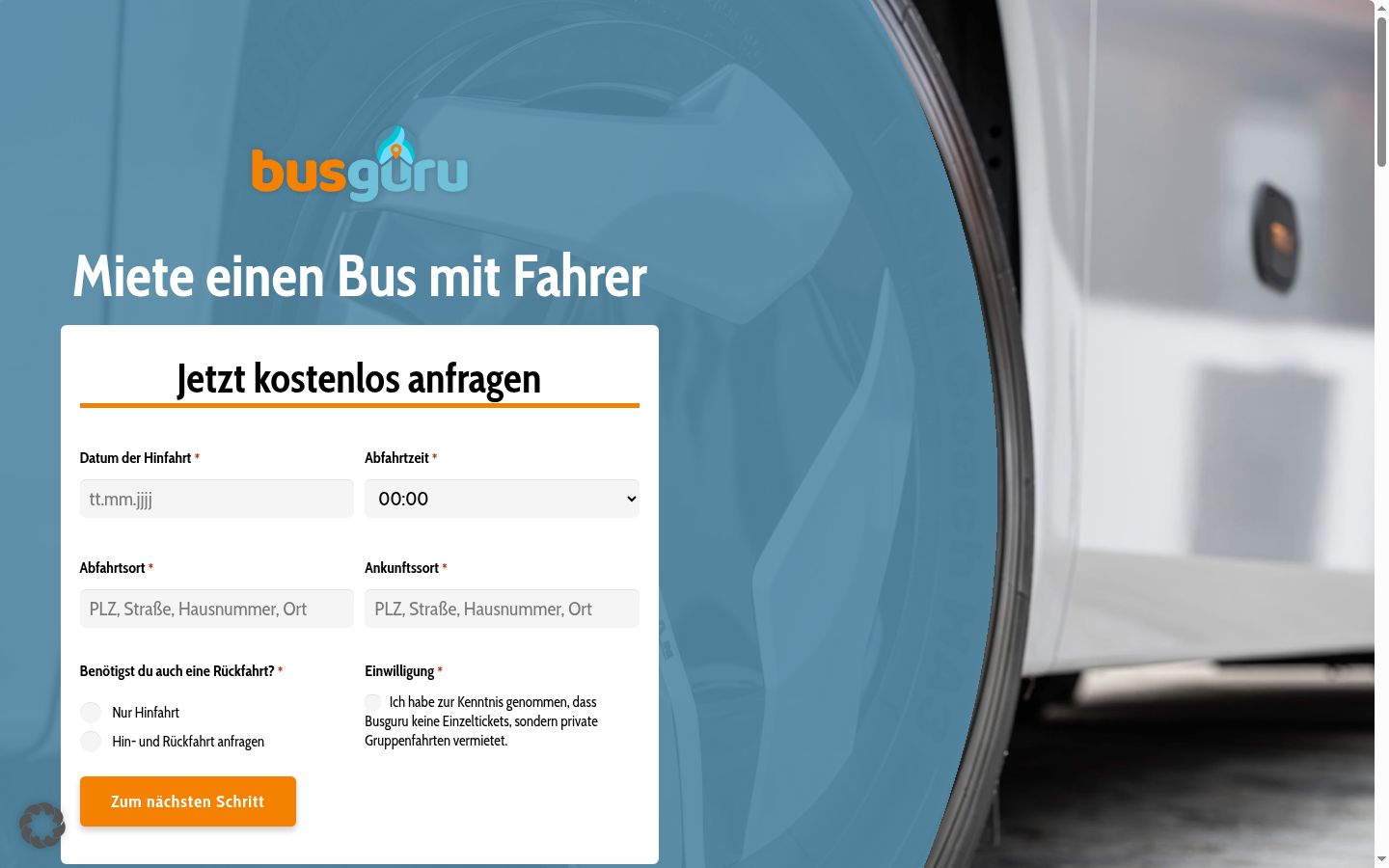 Screenshot des Einwilligungsbanners vor jeglicher Interaktion