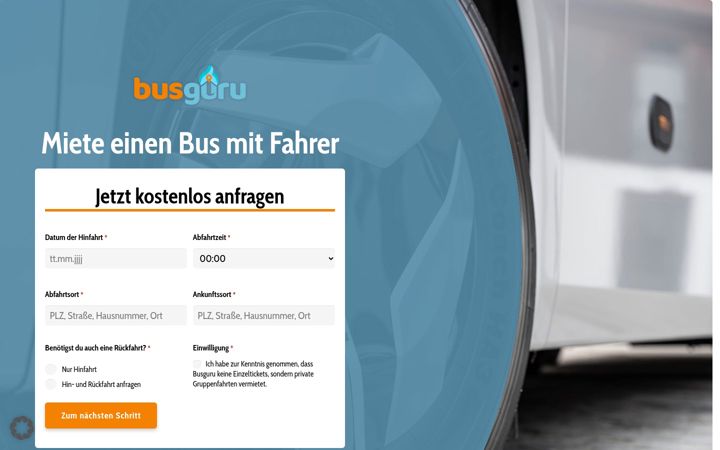 Screenshot ta' busguru.de
