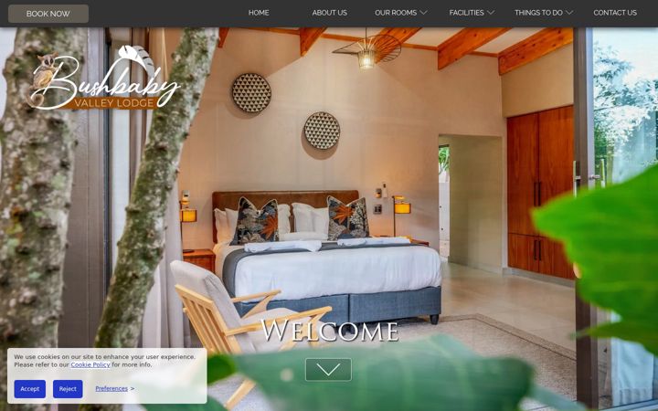 Screenshot of bushbabyvalleylodge.co.za