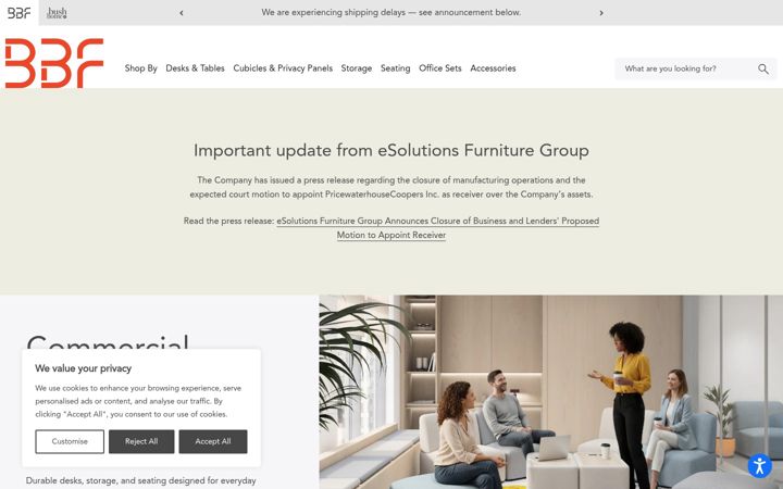 Screenshot of bushbusinessfurniture.com