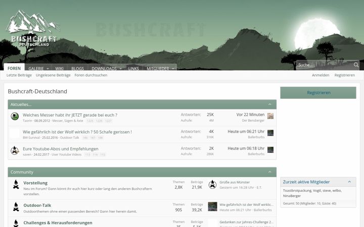 Screenshot ta' bushcraft-deutschland.de