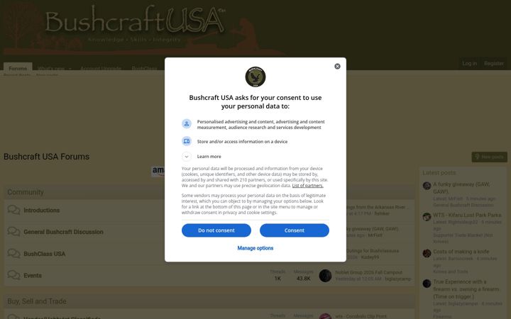 Screenshot of bushcraftusa.com