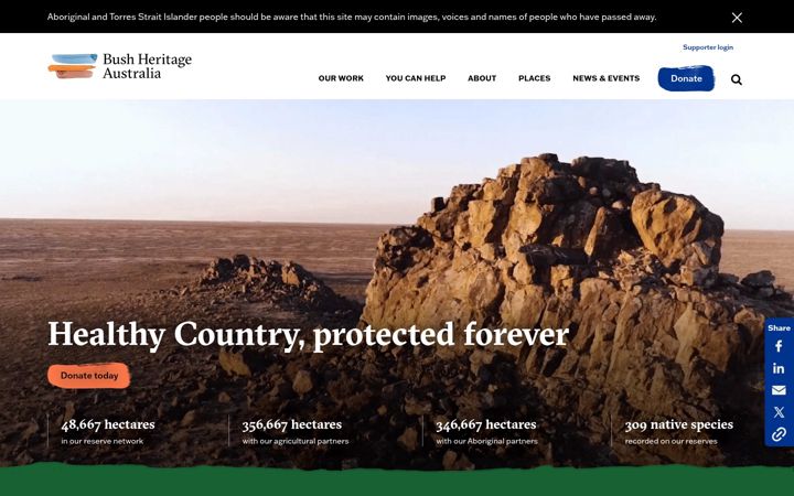 Skärmbild av bushheritage.org.au