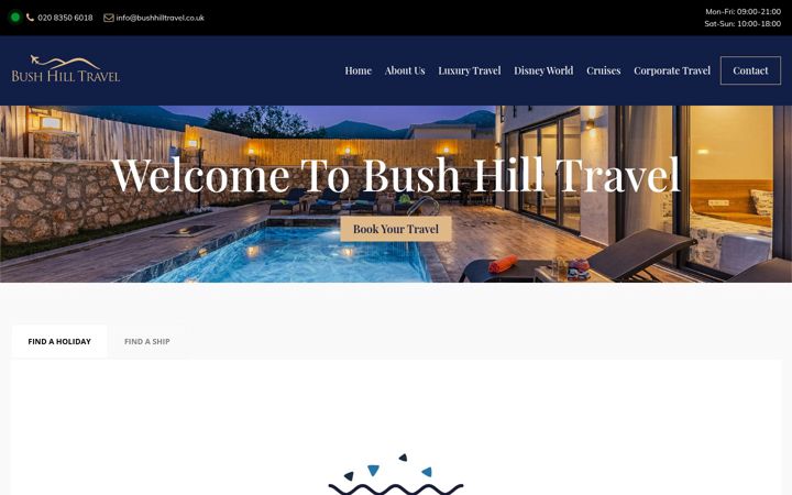 Screenshot of bushhilltravel.co.uk