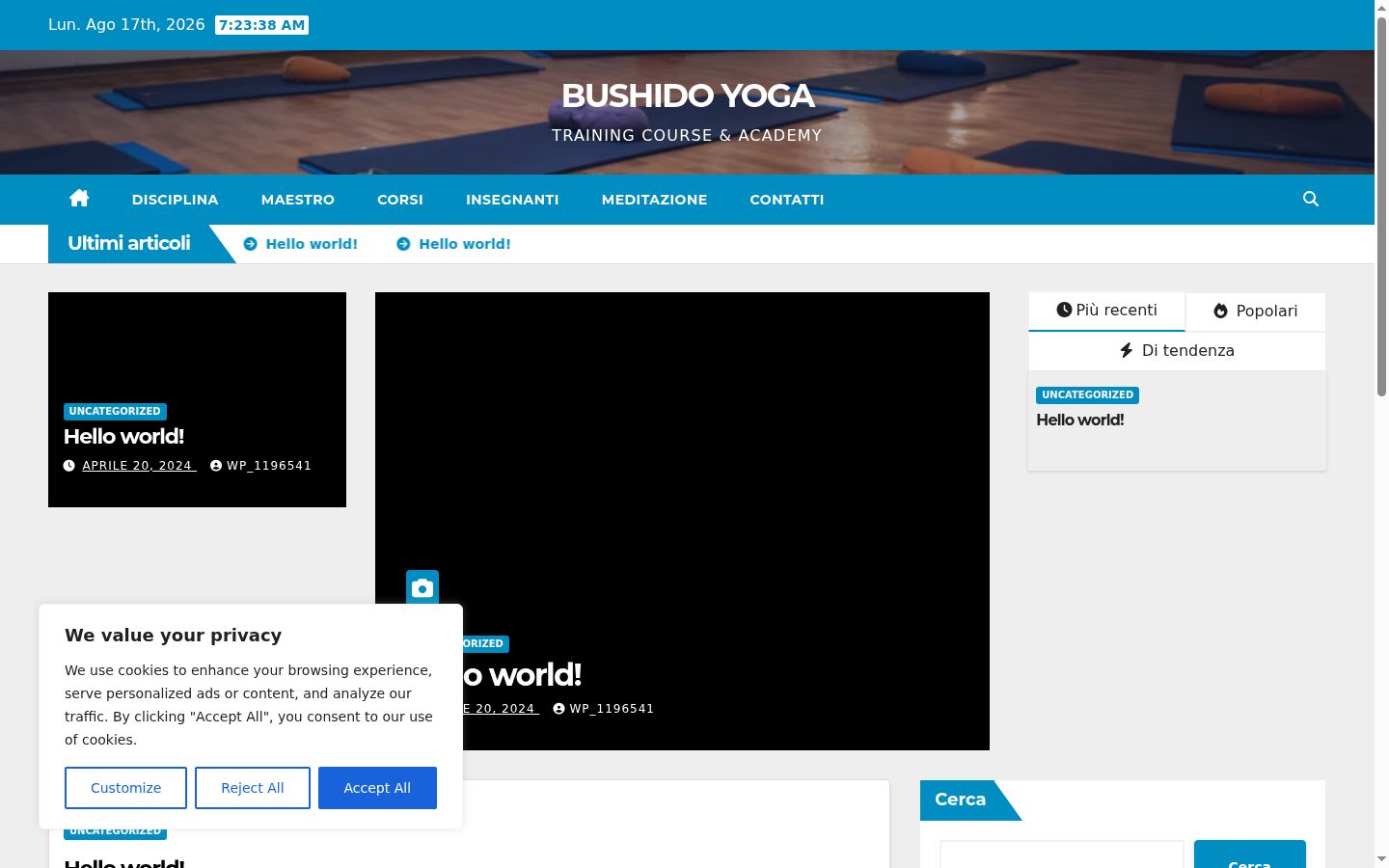 Screenshot of the consent banner shown before any interaction