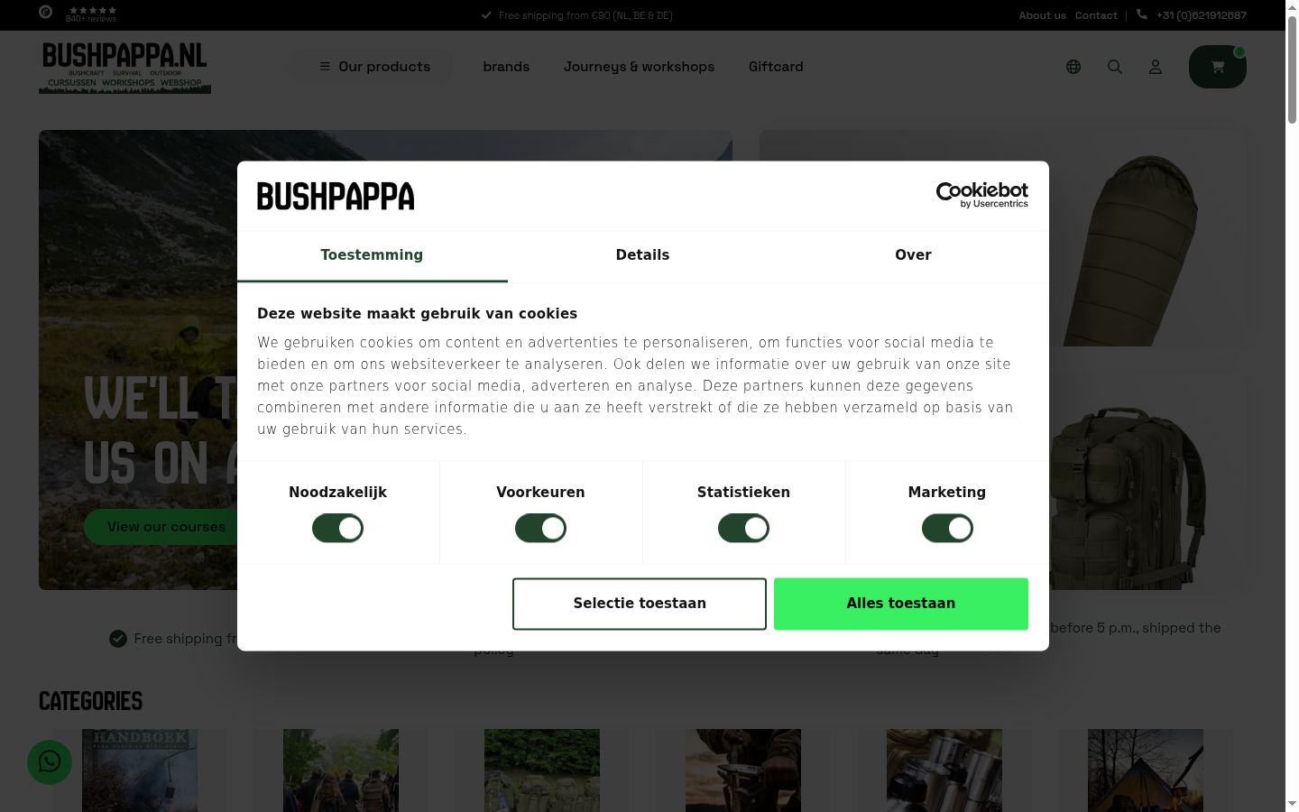Ekrānuzņēmums ar piekrišanas baneri, kas tika rādīts pirms jebkādas mijiedarbības