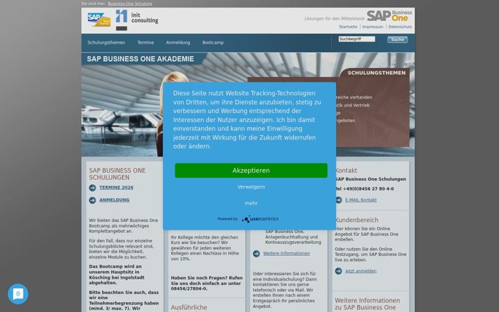 Screenshot of business-one-schulung.de