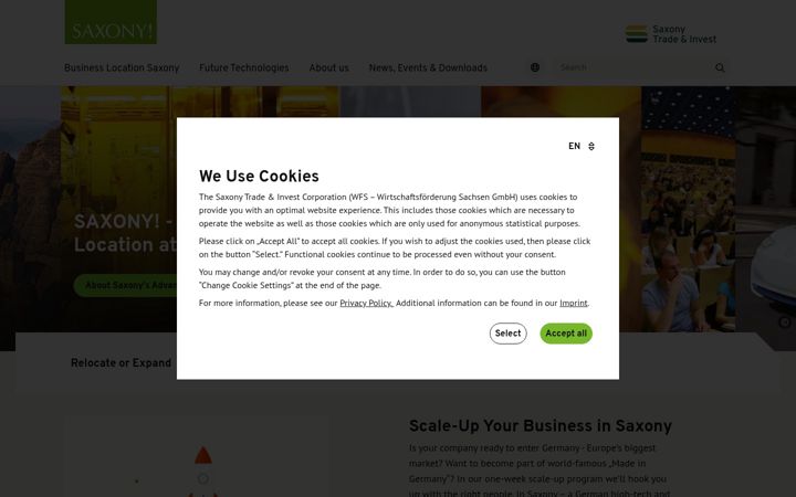 Screenshot of business-saxony.com