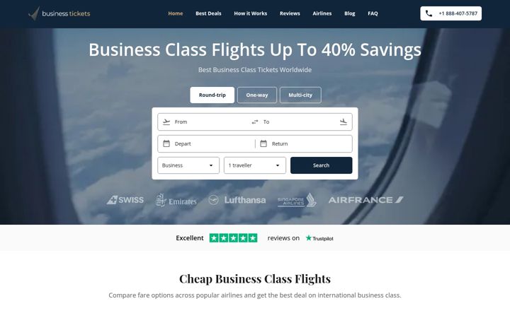 Screenshot of business-tickets.com