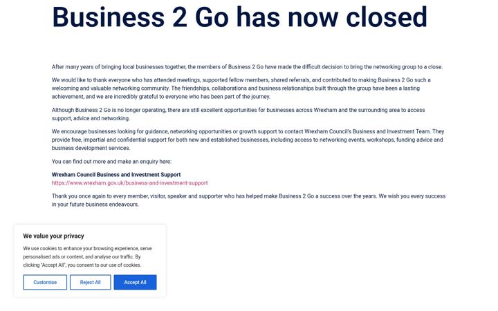 Screenshot of business2go.org.uk