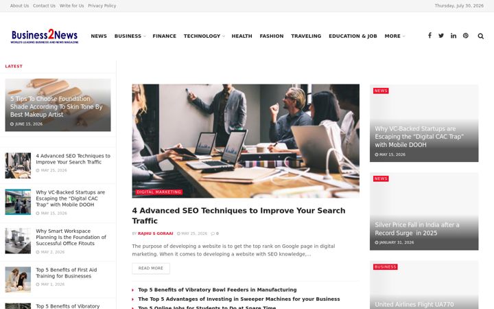 Screenshot of business2news.com