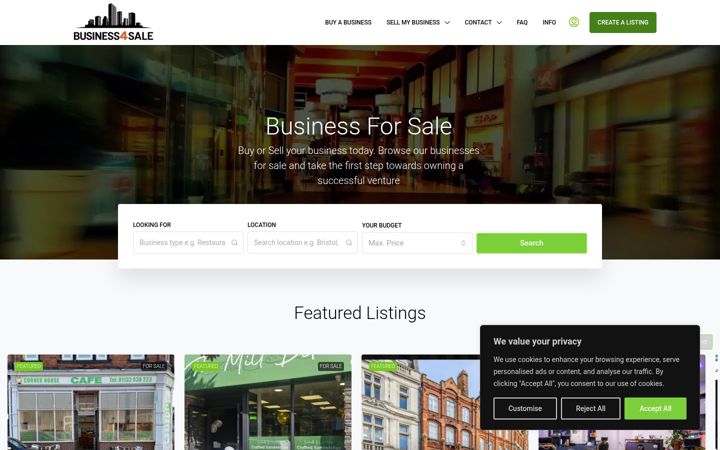 Screenshot of business4sale.co.uk