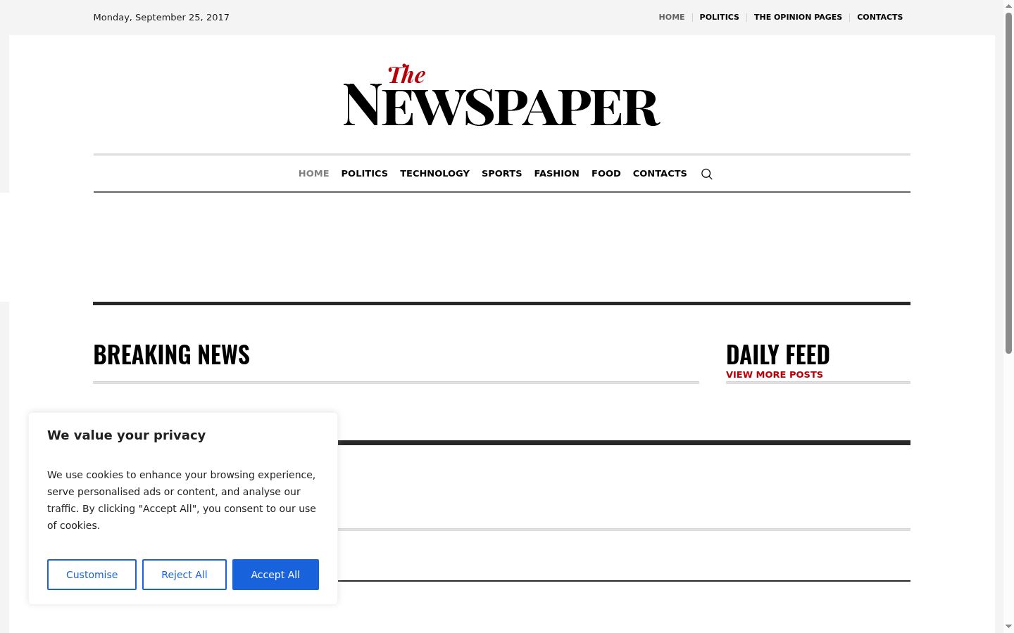 Screenshot tal-banner tal-kunsens muri qabel kwalunkwe interazzjoni