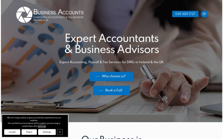 Screenshot von businessaccounts.ie