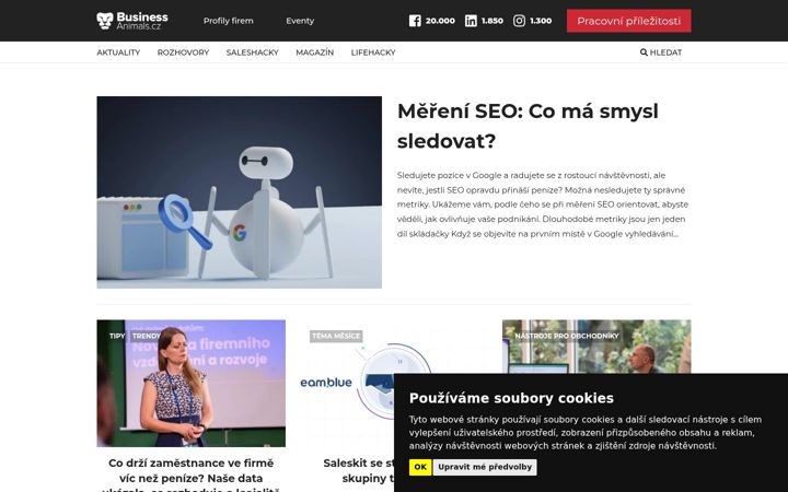 Screenshot stránky businessanimals.cz