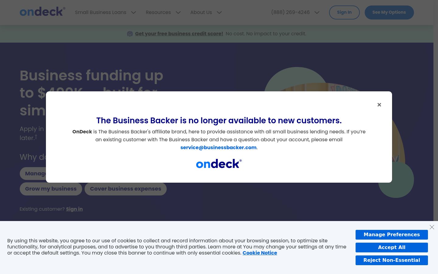 Screenshot del banner di consenso mostrato prima di qualsiasi interazione