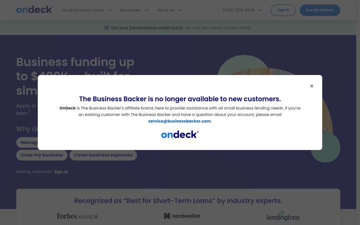 Screenshot of businessbacker.com