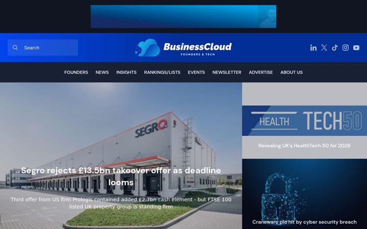 Screenshot of businesscloud.co.uk