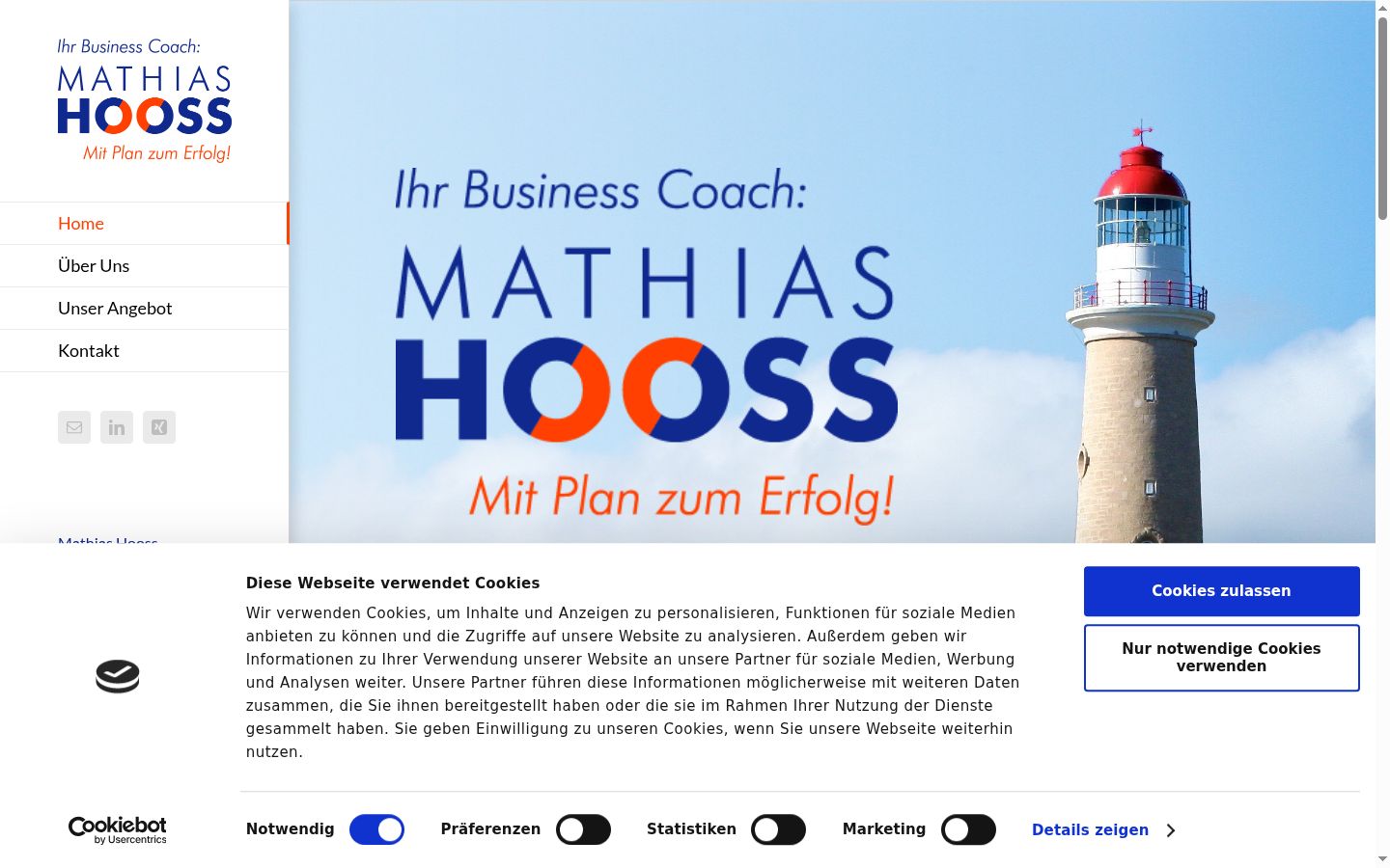 Screenshot des Einwilligungsbanners vor jeglicher Interaktion