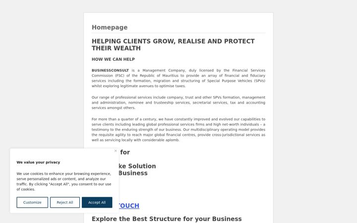 Screenshot von businessconsult.mu